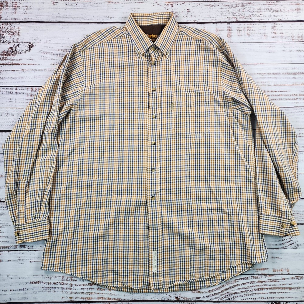 Barbour Tattersall Shirt Mens XL Multicolor Check Plaid Button Down Cotton